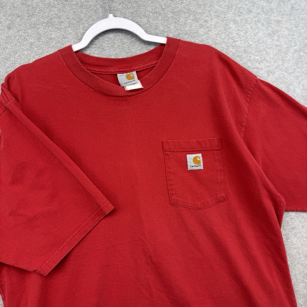 Vintage Carhartt Shirt Men's XL Bright Red Pocket Boxy Fit 90s y2k Blank Tee EUC